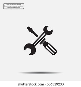 Screwdriver and Wrench. Tools vector icon.