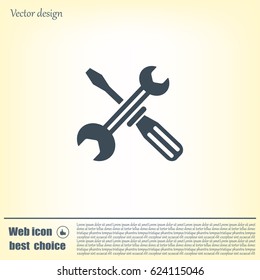 Screwdriver and Wrench. Tools vector icon.