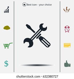 Screwdriver and Wrench. Tools vector icon.