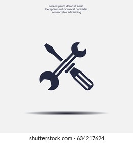 Screwdriver and Wrench. Tools vector icon.