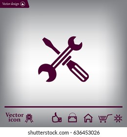 Screwdriver and Wrench. Tools vector icon.