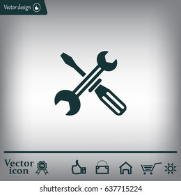 Screwdriver and Wrench. Tools vector icon.