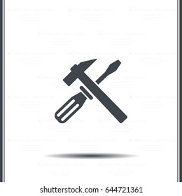 Screwdriver and Wrench. Tools vector icon.