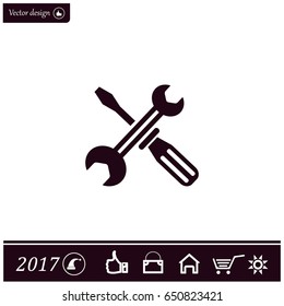 Screwdriver and Wrench. Tools vector icon.