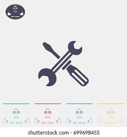 Screwdriver and Wrench. Tools vector icon.