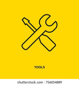 Screwdriver and Wrench. Tools vector icon.