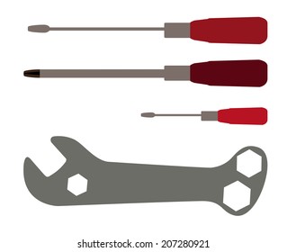 Screwdriver and Wrench. Tools. Vector Illustration. EPS10
