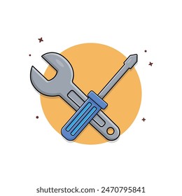 Screwdriver and Wrench Tools Vector Illustration. Repair Concept Design