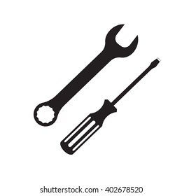 Screwdriver and Wrench vector icon.