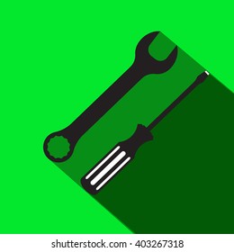 Screwdriver and Wrench vector icon.
