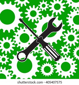 Screwdriver and Wrench vector icon.