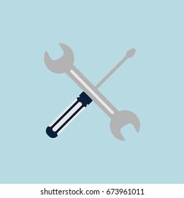 screwdriver with wrench vector icon