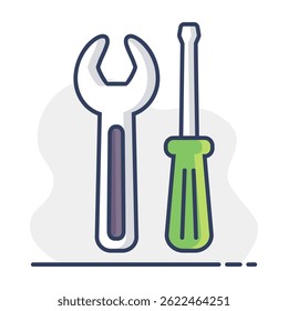Screwdriver and wrench vector icon. Construction, repair and building. Graph symbol for your web site design, logo, app, UI