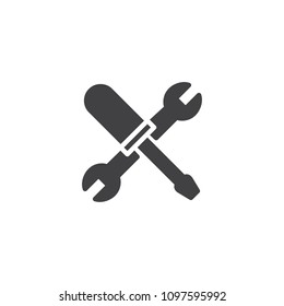 Screwdriver and wrench vector icon. filled flat sign for mobile concept and web design. Settings simple solid icon. Service symbol, logo illustration. Pixel perfect vector graphics