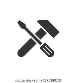 Screwdriver and wrench vector icon. Flat design.