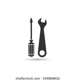 screwdriver and wrench vector icon isolated on white background from construction collection. symbol of repair tool kit.