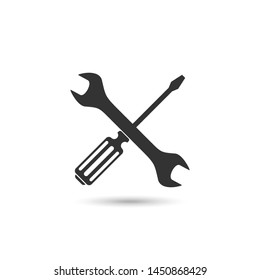 screwdriver and wrench vector icon isolated on white background from construction collection. symbol of repair tool kit.