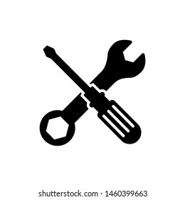 screwdriver and wrench vector icon isolated on white background from construction collection. Screwdriver and wrench icon in trendy design style. symbol of repair tool kit.
