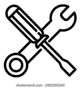 Screwdriver and wrench Vector Icon, Lineal style icon, from Work in Progress icons collection, isolated on white Background.