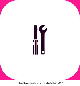 Screwdriver and Wrench vector icon on white background.