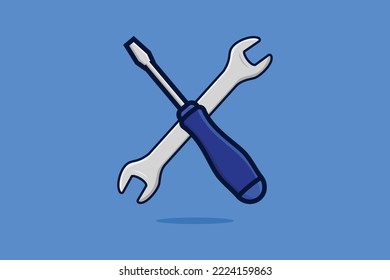 Screwdriver and Wrench vector illustration. Working tools equipment objects icon concept. Wrench tool and Screwdriver in cross sign vector design.