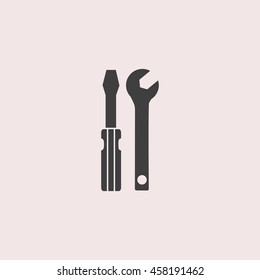 Screwdriver and Wrench web icon. Isolated illustration
