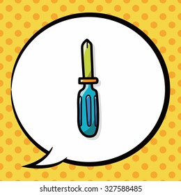 Screwdrivers color doodle, speech bubble