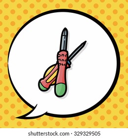 Screwdrivers color doodle, speech bubble