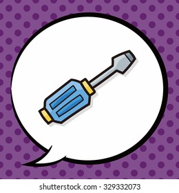Screwdrivers color doodle, speech bubble