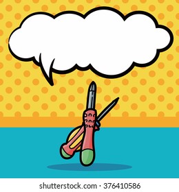 Screwdrivers color doodle, speech bubble