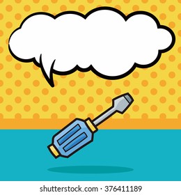 Screwdrivers color doodle, speech bubble