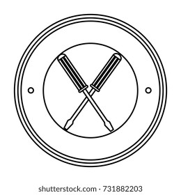 screwdrivers crossed tools isolated icon