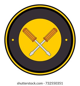 screwdrivers crossed tools isolated icon