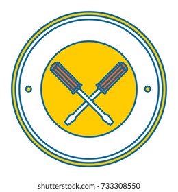 screwdrivers crossed tools isolated icon