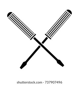screwdrivers crossed tools isolated icon