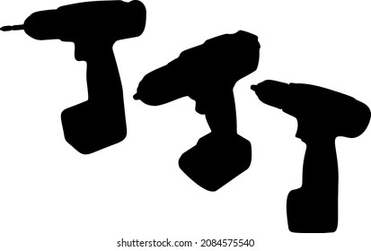 Screwdrivers from different angles in the set. Vector image.