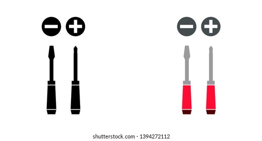 Screwdrivers Icon in Color and Black Version
