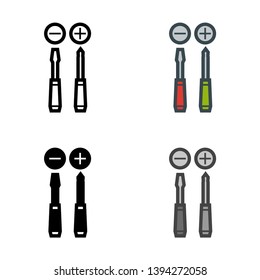 Screwdrivers Icon in Different Color and Style