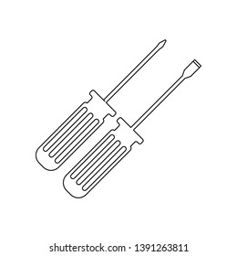  screwdrivers icon. Element of construction tools for mobile concept and web apps icon. Outline, thin line icon for website design and development, app development