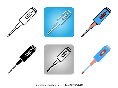 Screwdrivers Mains Tester or test light icon set isolated on white background for web design
