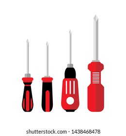 screwdrivers for operating goods, vector illustration. screwdrivers on white background