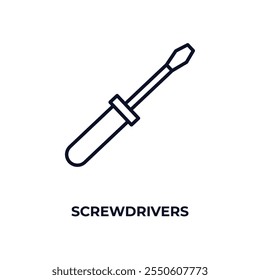 screwdrivers  outline icon. Linear vector from construction concept. Thin line screwdrivers  icon isolated on white background