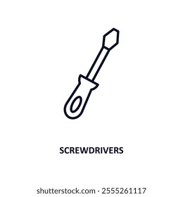 screwdrivers outline icon.  Thin line icon from construction collection. Editable vector isolated on white background