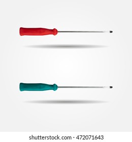 Screwdrivers with the red handle high resolution flat triangle polygon vector eps10
