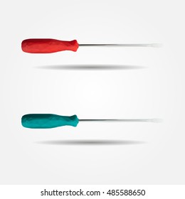 Screwdrivers with the red handle high resolution flat triangle polygon vector eps10