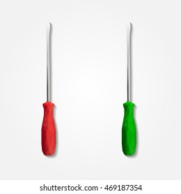 Screwdrivers with the red handle low resolution flat triangle polygon vector eps10