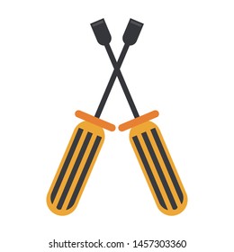 Screwdrivers tools crossed symbol isolated vector illustration graphic design