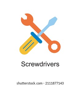 Screwdrivers  vector Flat Icon Design illustration. Home Improvements Symbol on White background EPS 10 File