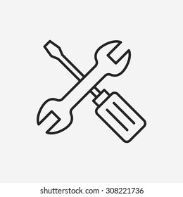 Screwdrivers and wrench line icon