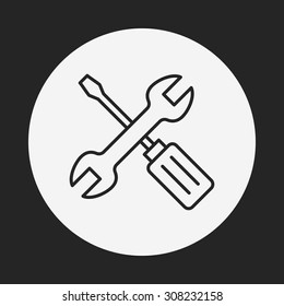 Screwdrivers and wrench line icon